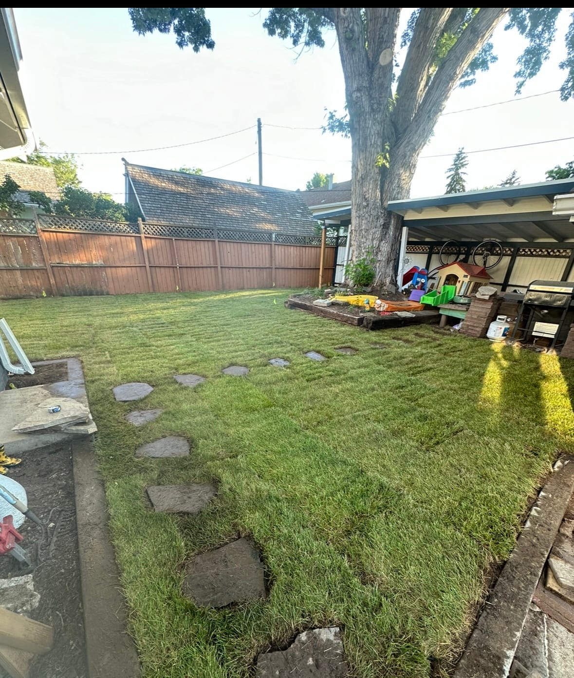 Sodding & Slate Rock Walkway — Merkle Werks landscaping project